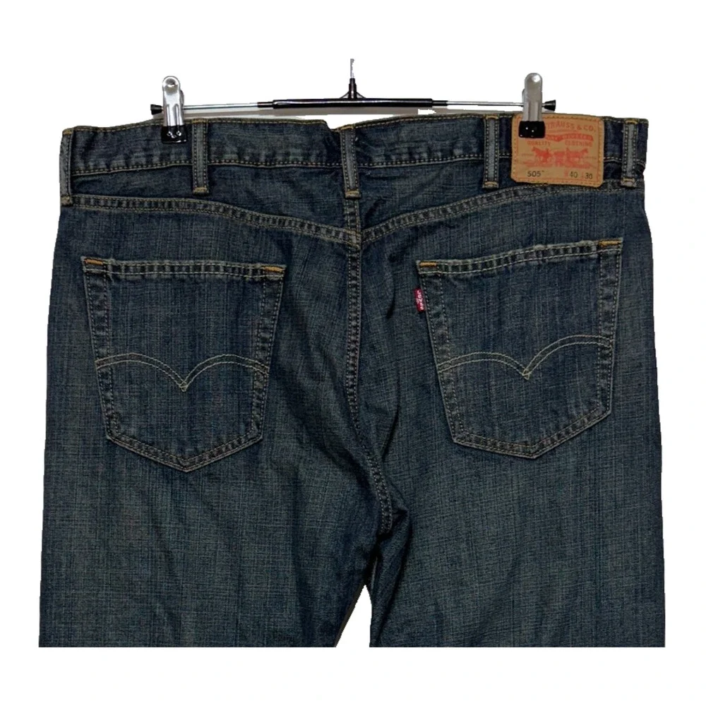 Levis‎ 505 Jeans Mens 40X30 Blue Straight Leg Dark Wash Workwear Casual